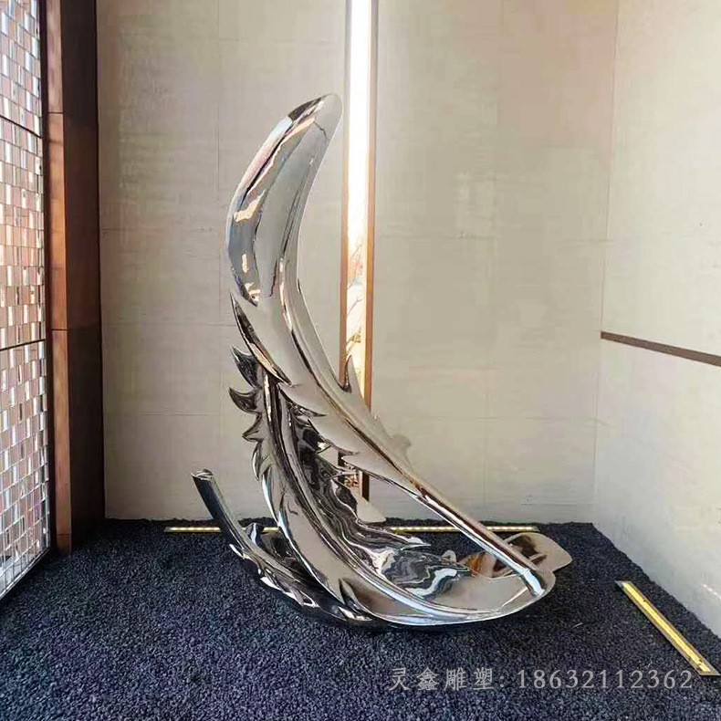 小区镜面不锈钢羽毛雕塑