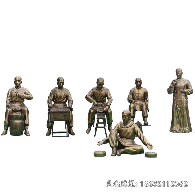 中医捣药人物铜雕 (1)