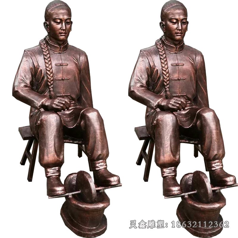 中医捡药文化景观铜雕
