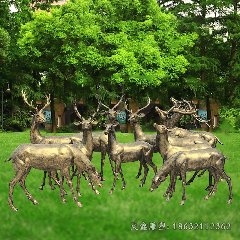 铸铜福鹿雕塑 (3)