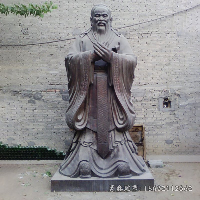 铸铜孔子，校园人物雕塑