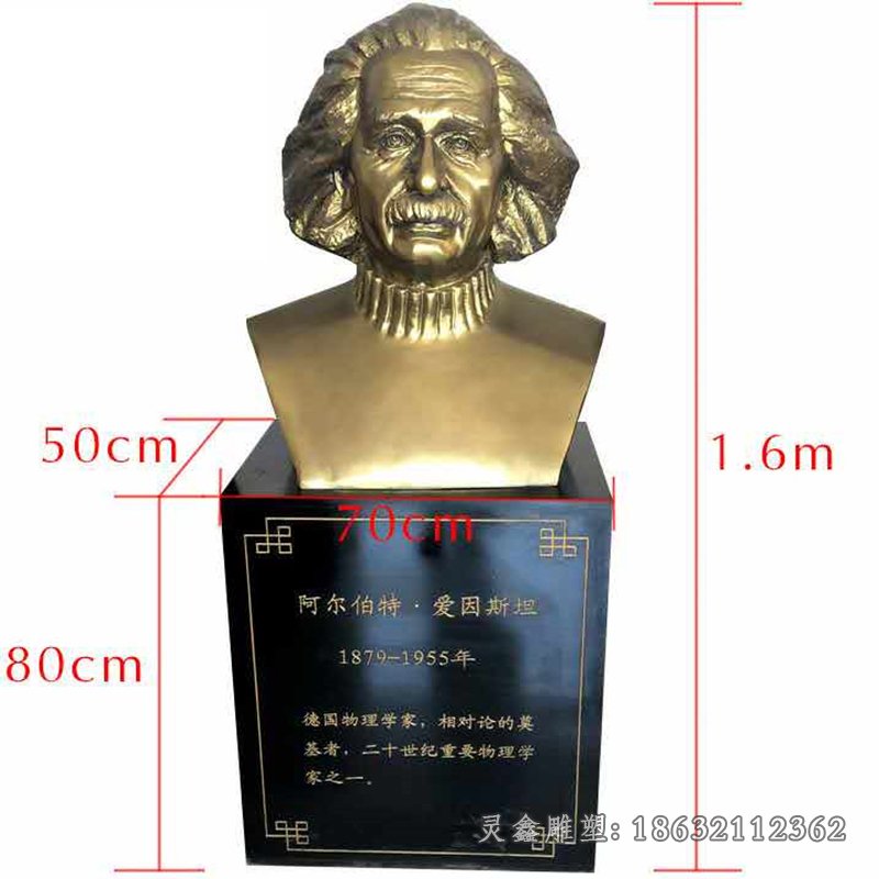 爱因斯坦科学家胸像铜雕