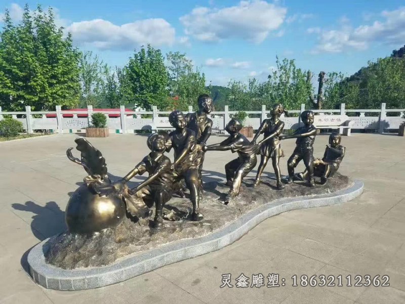 拔萝卜人物铜雕 (6)