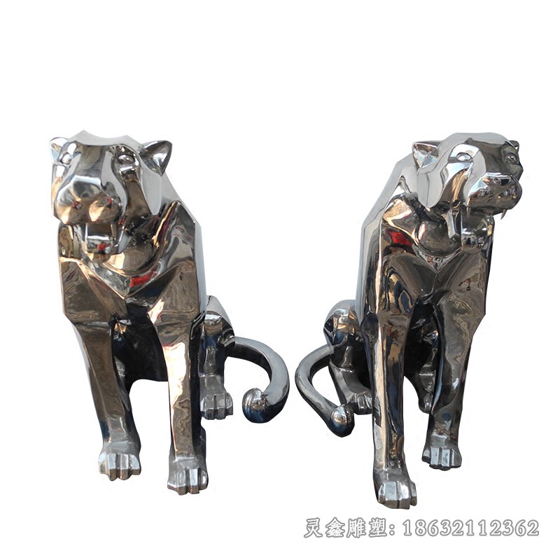 不锈钢豹子公园景观雕塑