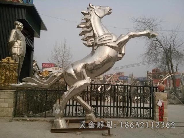 不锈钢抽象马公园景观雕塑