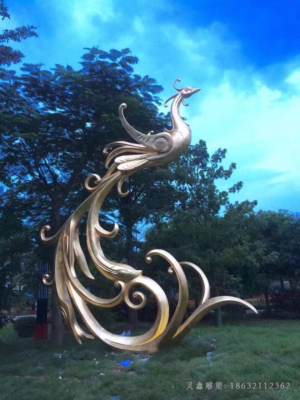 不锈钢抽象祥瑞凤凰雕塑