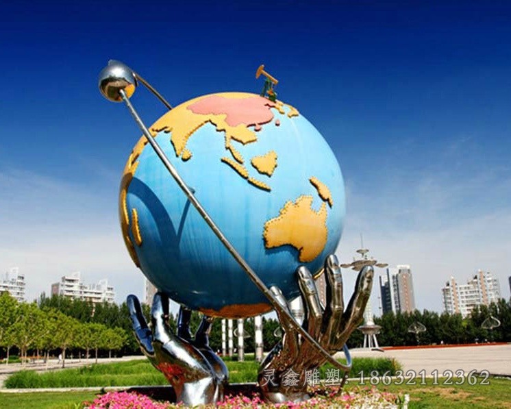 不锈钢地球仪广场景观铜雕