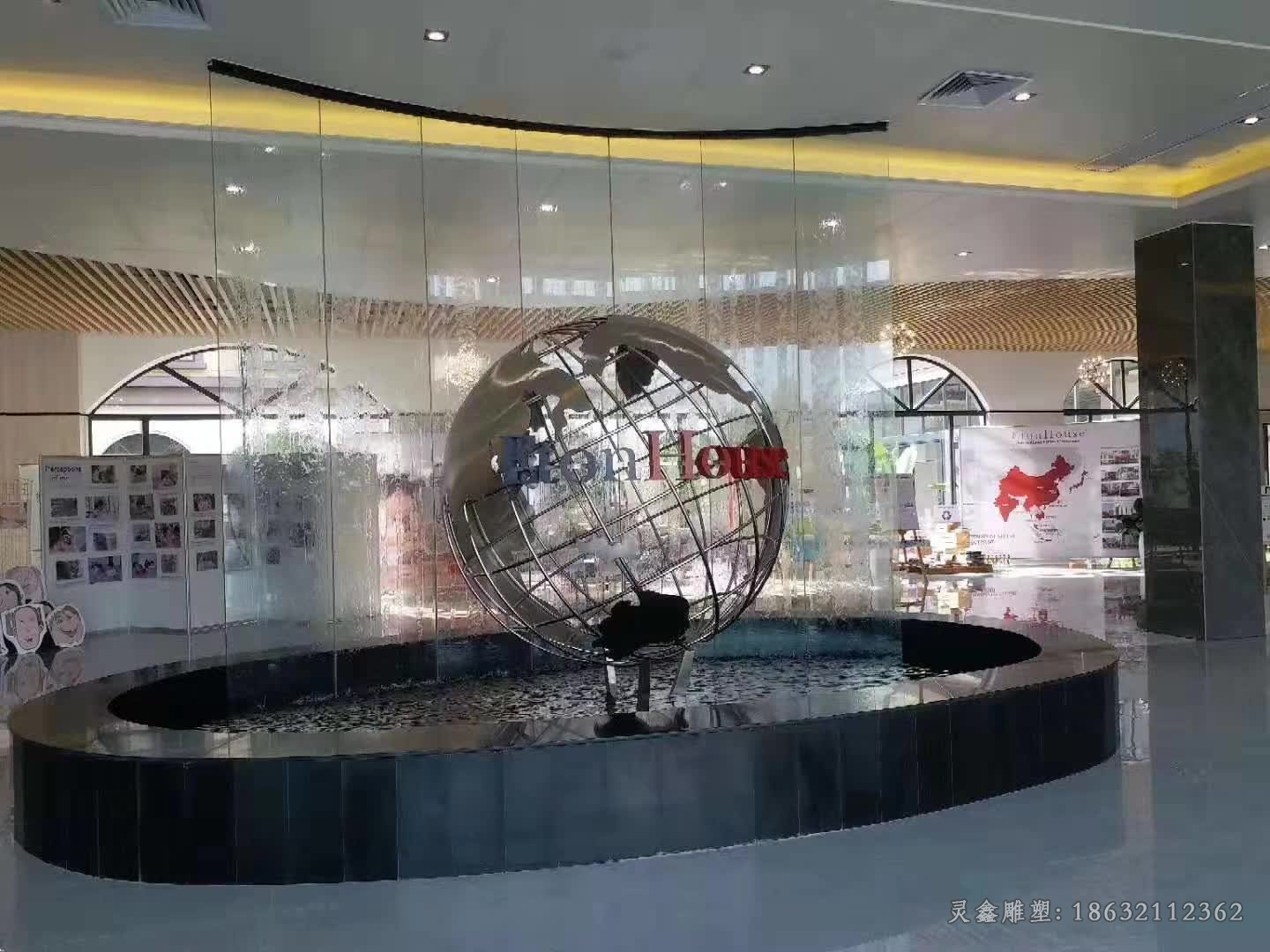 不锈钢地球仪广场景观铜雕