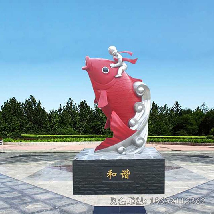 不锈钢鲤鱼雕塑广场景观雕塑