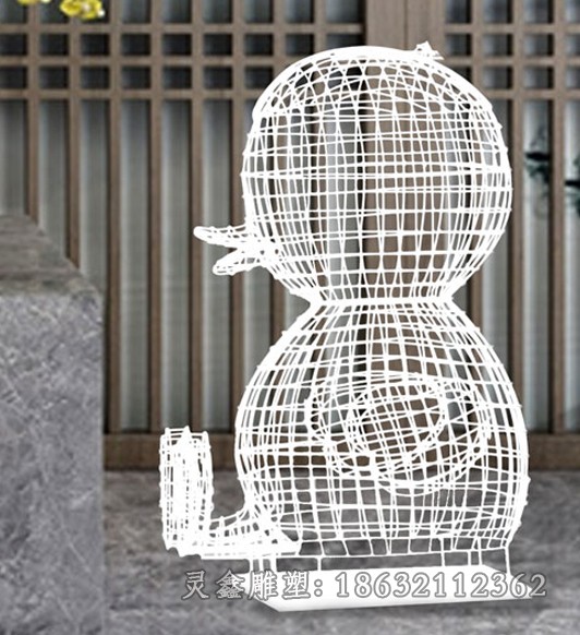 不锈钢镂空鸭子公园动物雕塑 