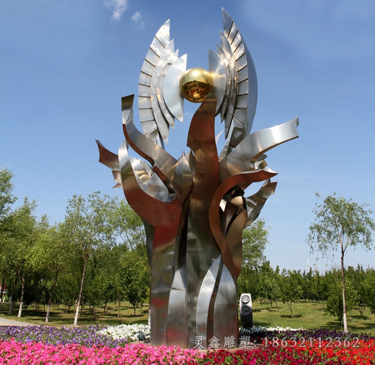 不锈钢广场彩绘城市景观雕塑