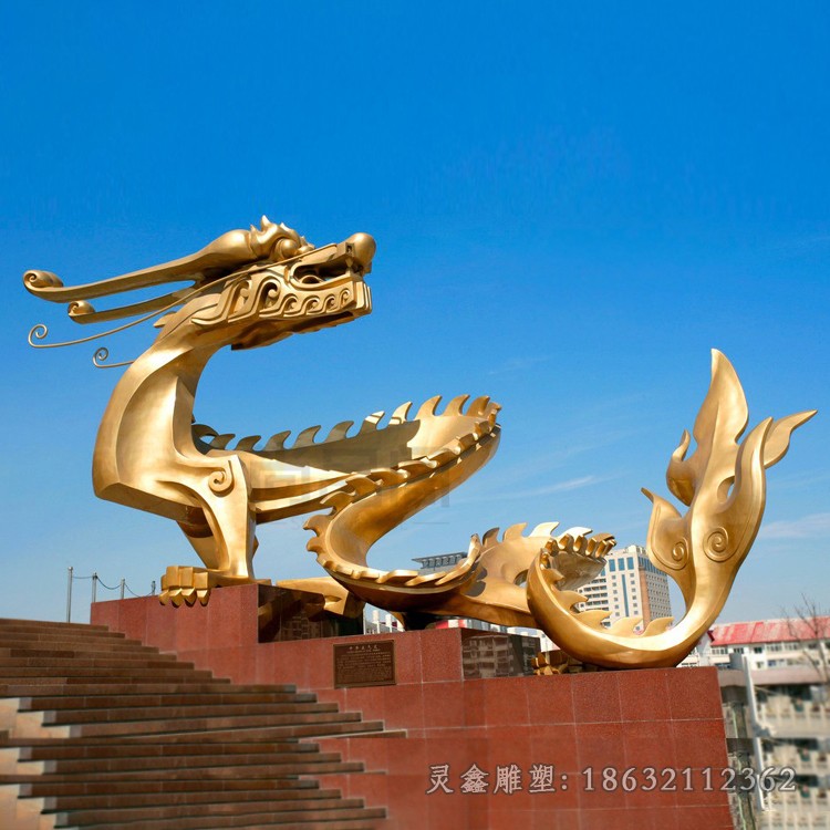 不锈钢广场龙彩绘景观雕塑