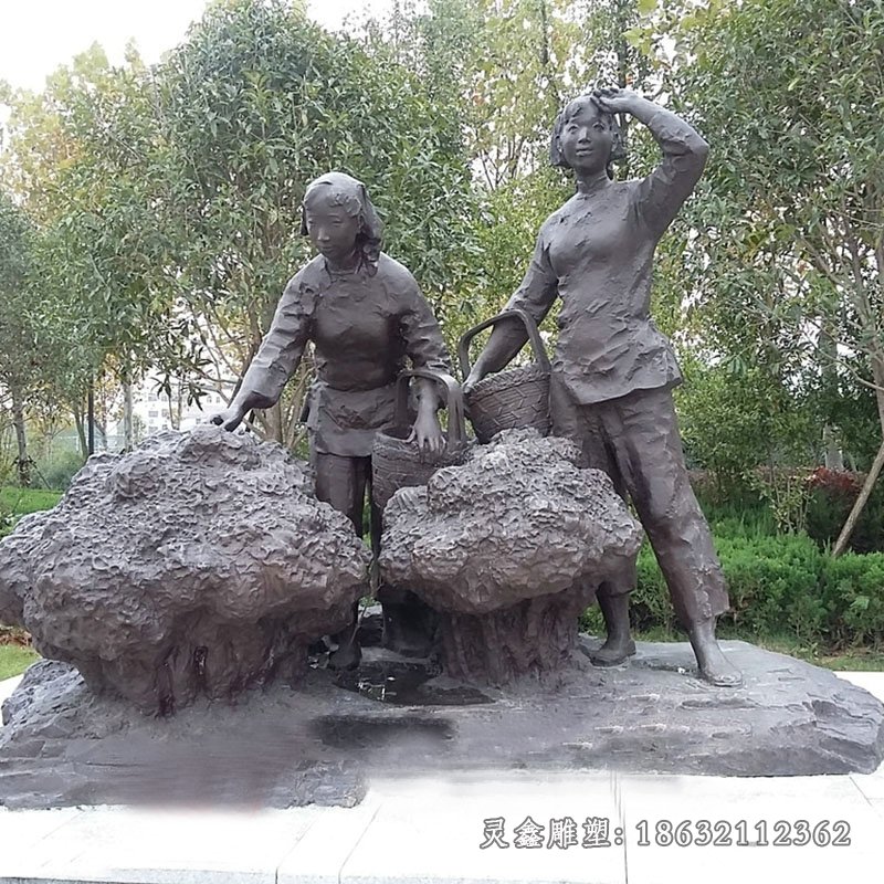 广场采茶文化景观铜雕