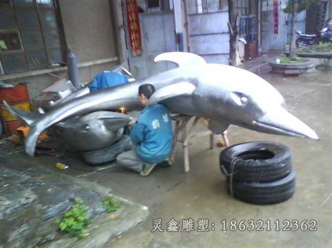 不锈钢海豚广场景观动物雕塑