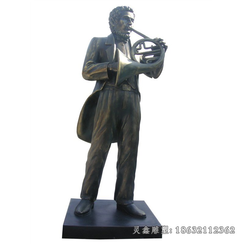 吹萨克斯人物铜雕 (4)