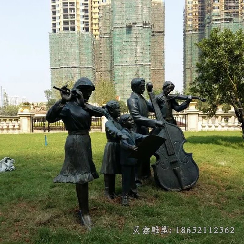 城市吹拉弹唱乐器铜雕