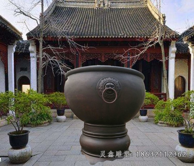 大水缸铜雕，仿铜铜水缸