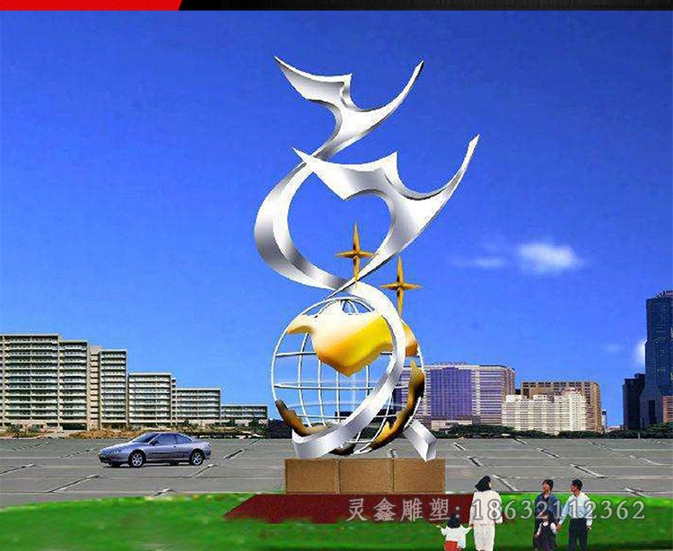 不锈钢抽象飞鸽公园景观雕塑