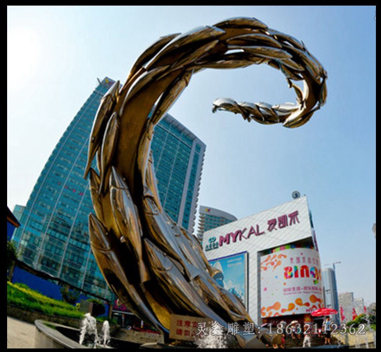 不锈钢海豚街边景观雕塑