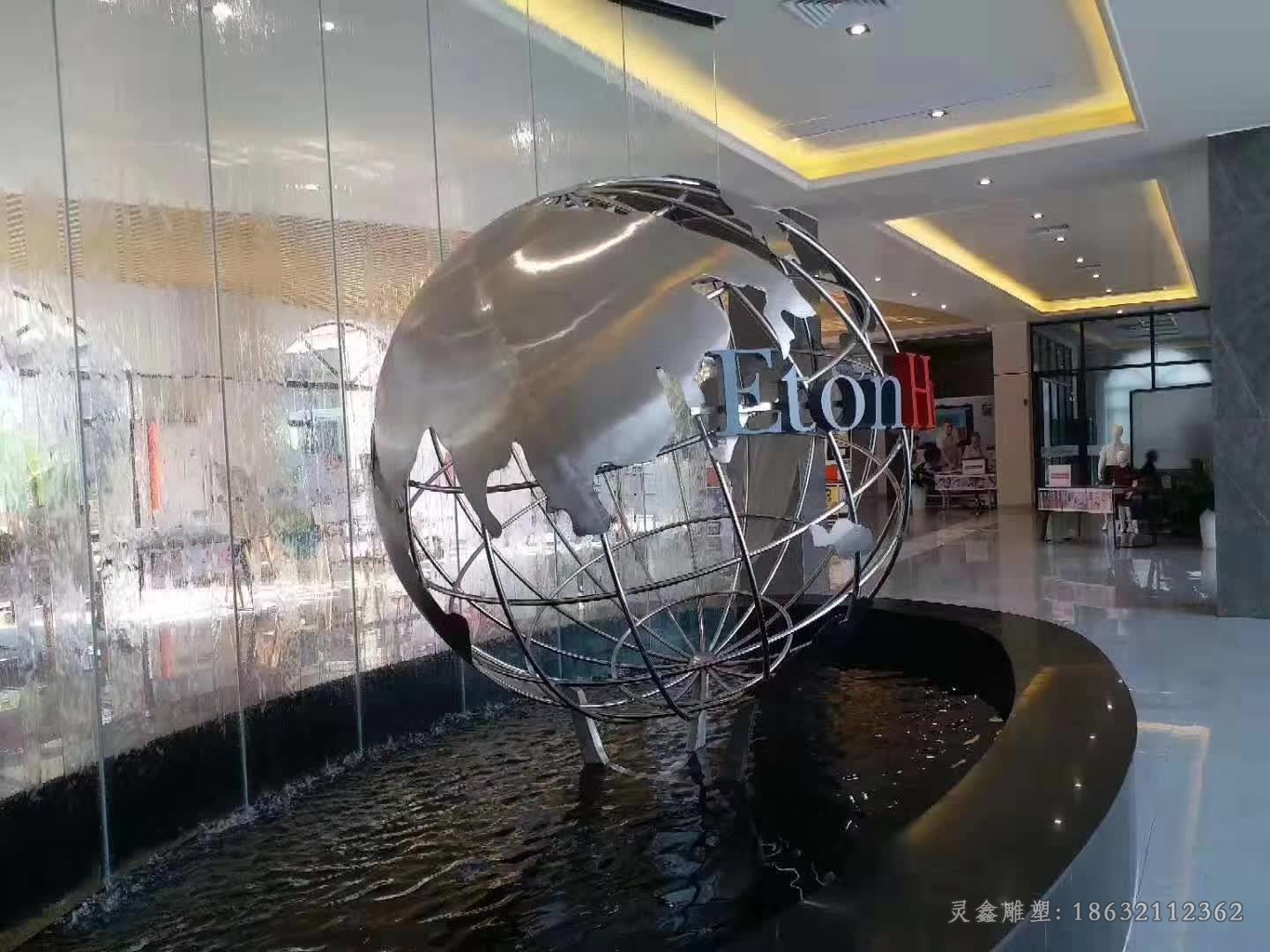 不锈钢镂空地球仪喷泉广场雕塑