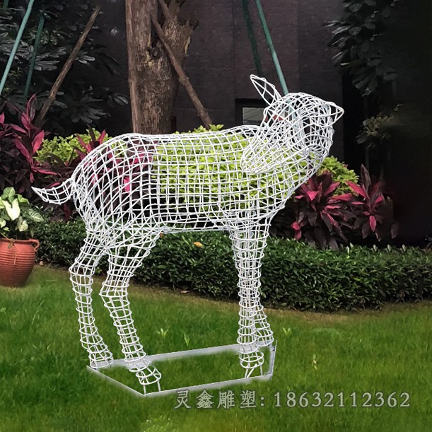 不锈钢抽象鹿庭院景观雕塑