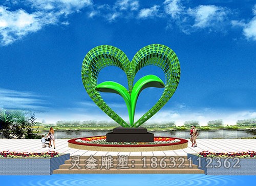 不锈钢广场抽象彩绘雕塑