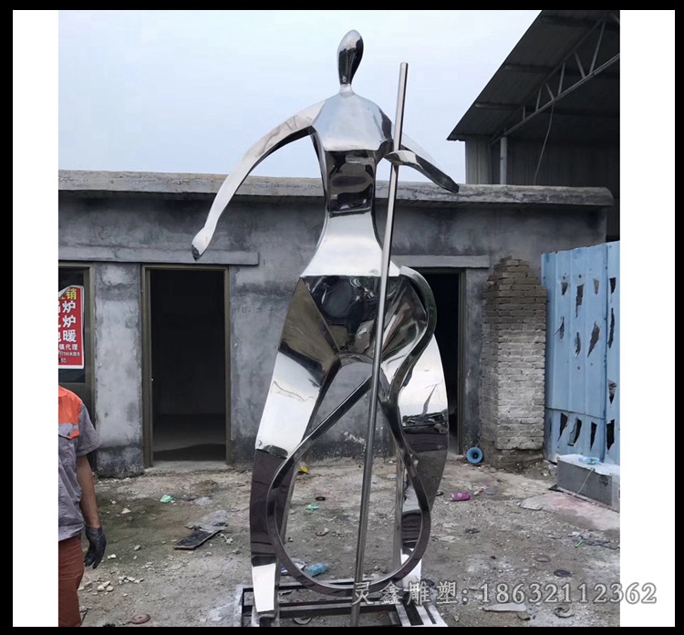 不锈钢镜面抽象人物城市雕塑