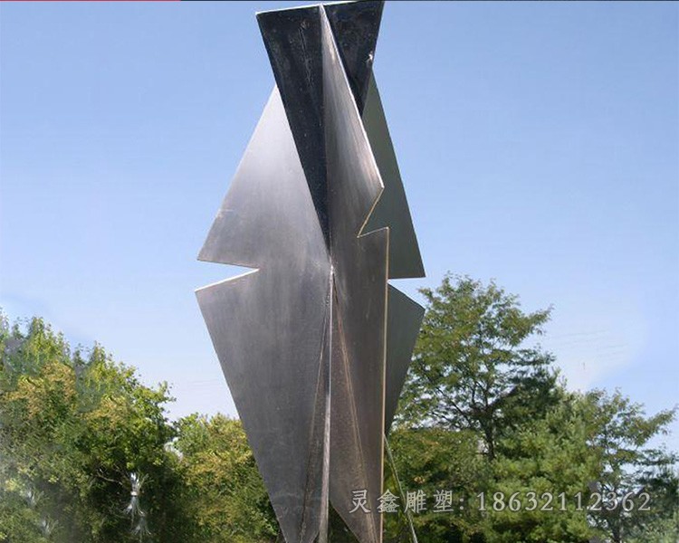 不锈钢镜面彩绘树叶广场雕塑
