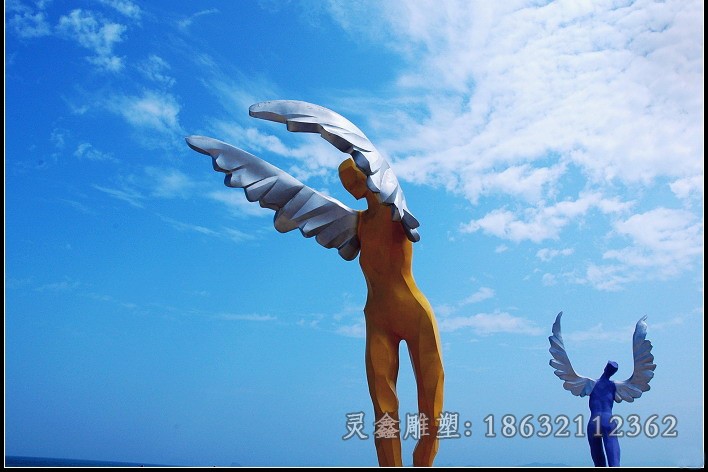 不锈钢彩绘天使公园景观雕塑