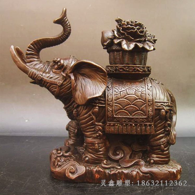大象驮货动物景观铜雕