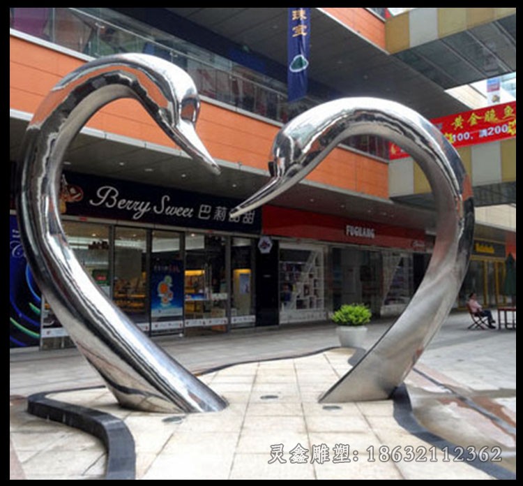 不锈钢天鹅城市景观雕塑