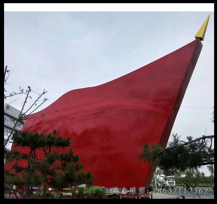 不锈钢抽象旗帜广场景观雕塑