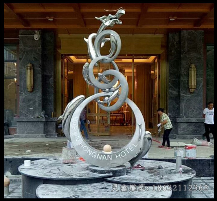 不锈钢抽象圆环公园景观雕塑