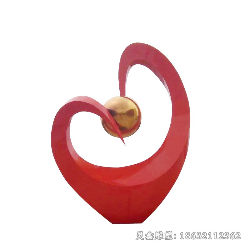 不锈钢抽象心形城市景观雕塑