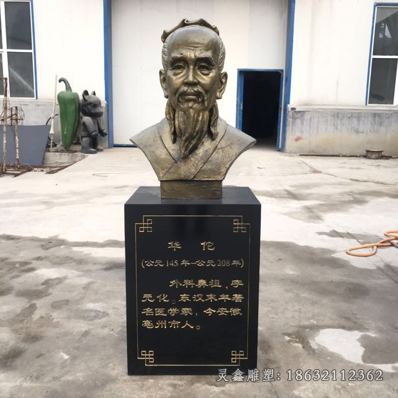 东汉末年华佗头像铜雕