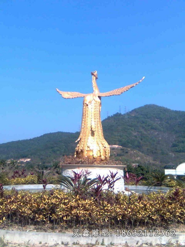 广场凤凰神兽景观铜雕