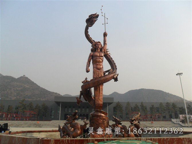 伏羲喷泉文化景观铜雕