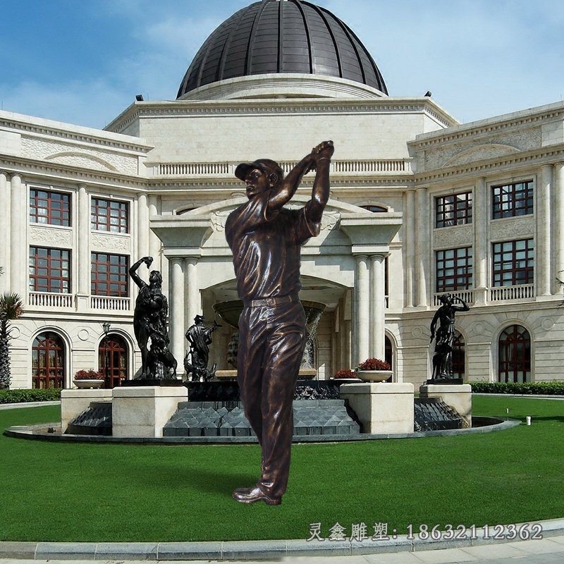 高尔夫球人物铜雕 (7)