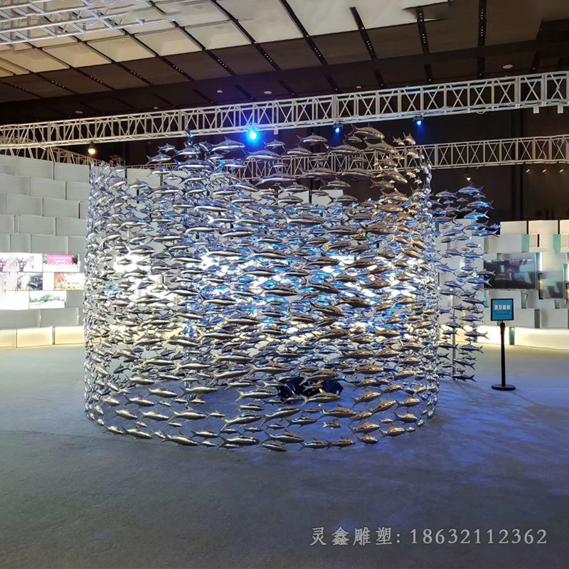 不锈钢抽象鱼广场动物雕塑