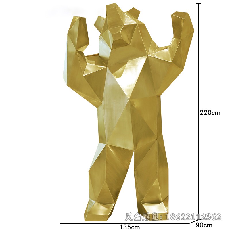 不锈钢几何熊广场景观雕塑
