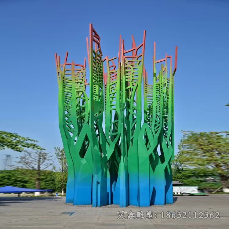 不锈钢抽象大树城市景观雕塑