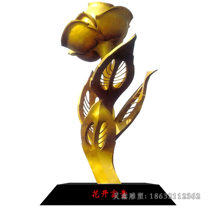 不锈钢绽放雕塑广场花朵雕塑