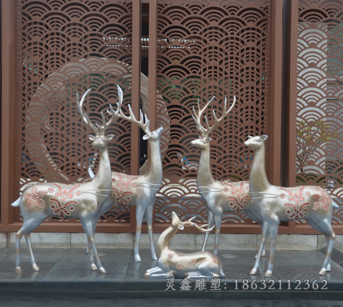 不锈钢抽象小鹿城市景观雕塑