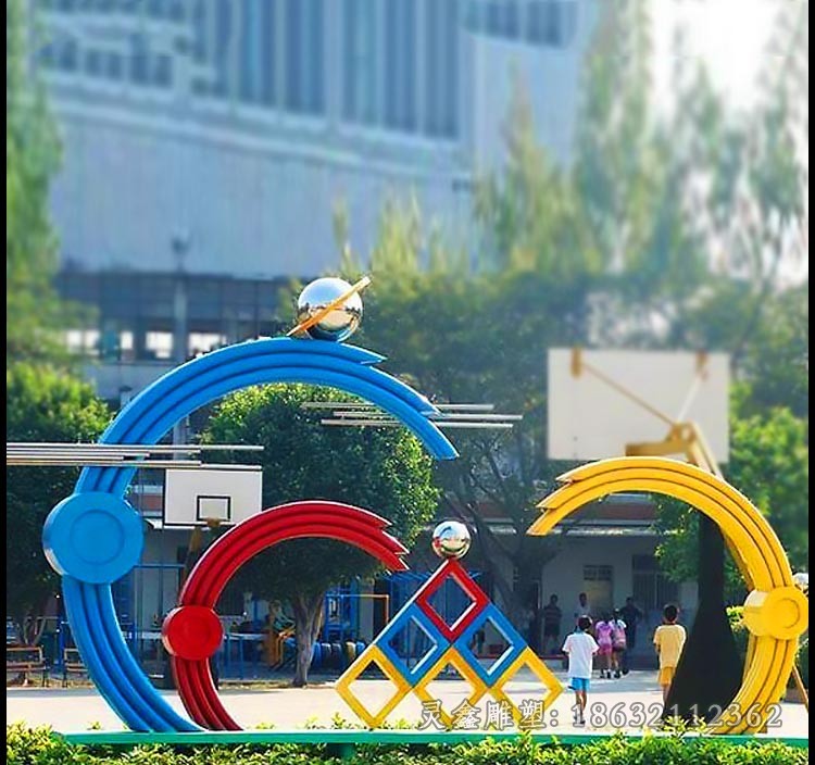 抽象彩绘公园景观不锈钢雕塑