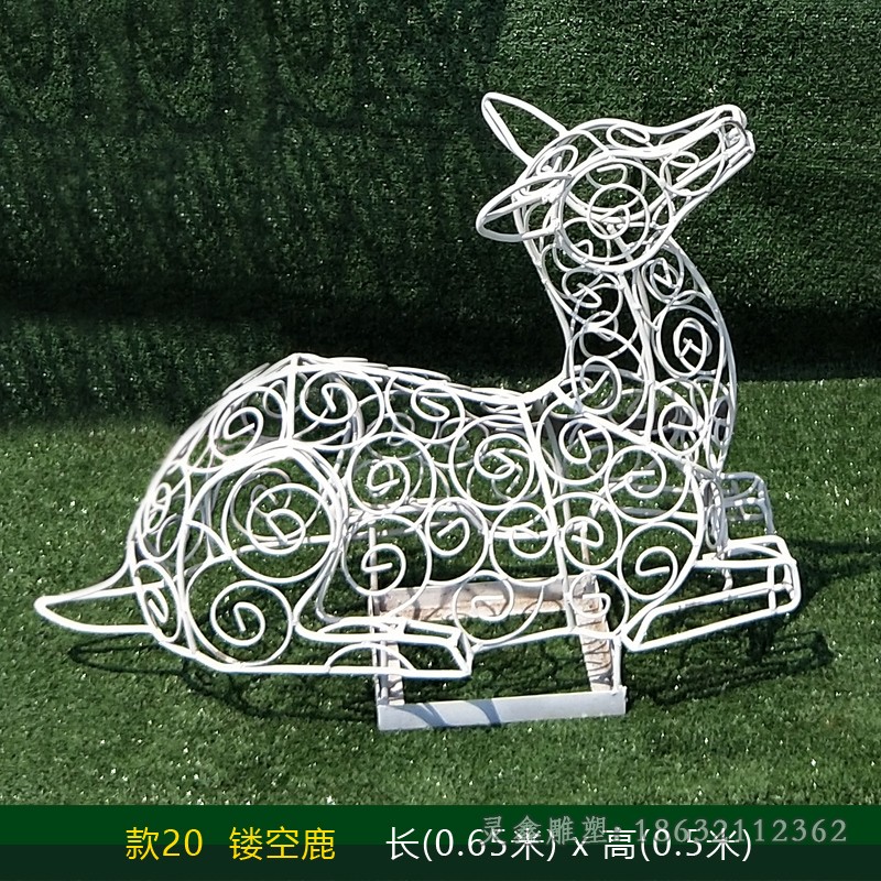 不锈钢抽象小鹿公园景观雕塑