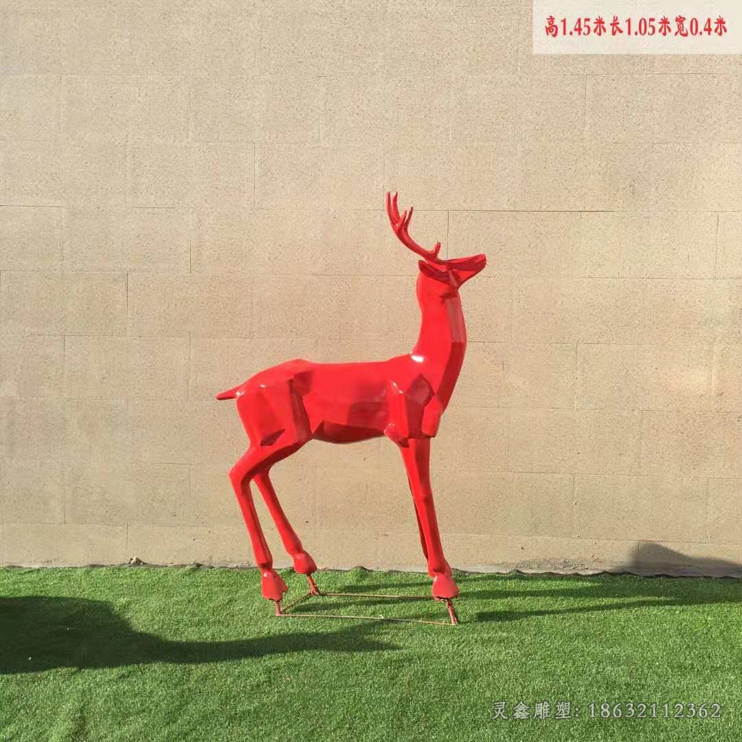 不锈钢几何彩绘鹿城市雕塑