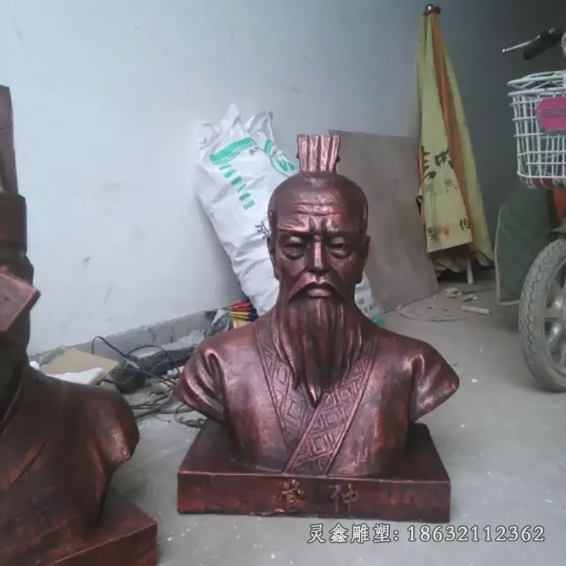管仲铜雕，古代人物胸像雕塑