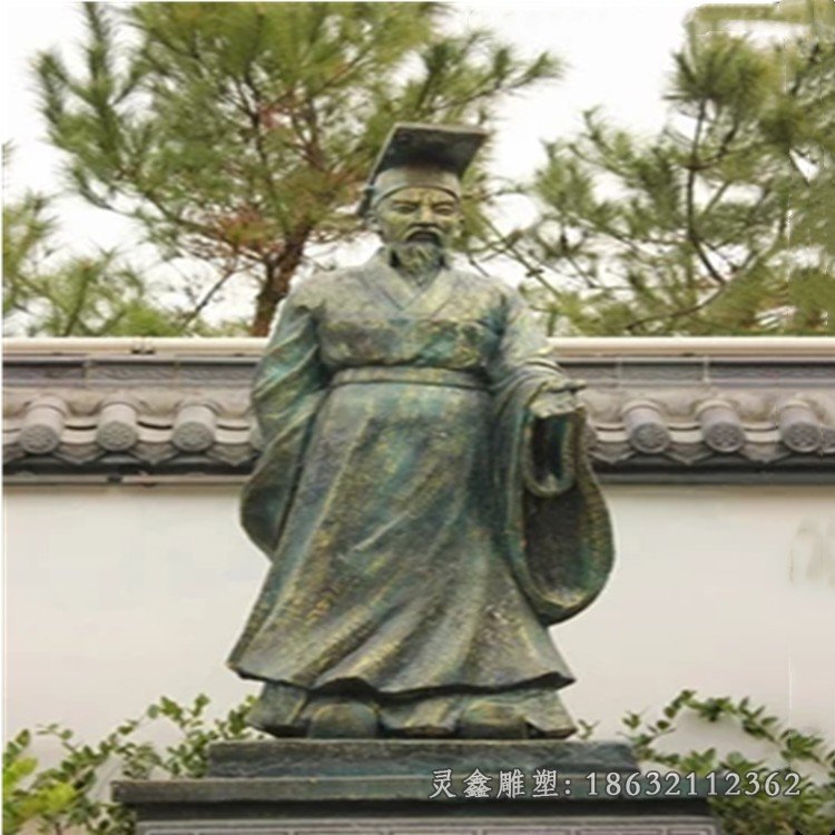 汉武帝人物铜雕，帝王
