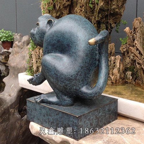 猴子动物铜雕 (5)