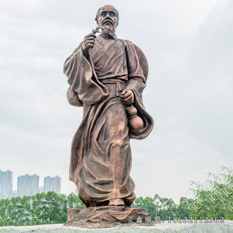 华佗古代名人标志铜雕